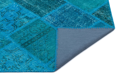 Iskece 25073 Turquoise Patchwork Wool Handmade Area Rug 2'7" x 4'11"