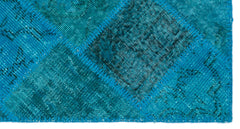 Iskece 25073 Turquoise Patchwork Wool Handmade Area Rug 2'7" x 4'11"