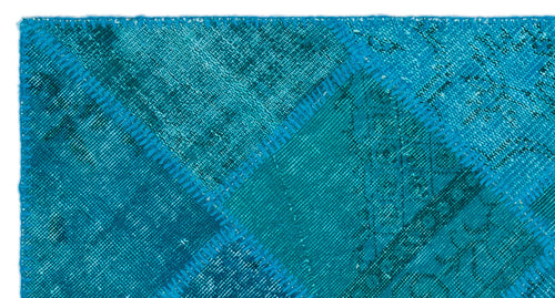 Iskece 25073 Turquoise Patchwork Wool Handmade Area Rug 2'7" x 4'11"