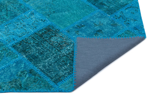 Iskece 25075 Turquoise Patchwork Wool Handmade Area Rug 2'7" x 4'11"