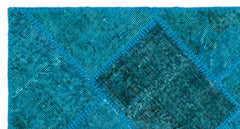 Iskece 25075 Turquoise Patchwork Wool Handmade Area Rug 2'7" x 4'11"