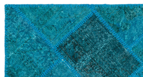 Iskece 25075 Turquoise Patchwork Wool Handmade Area Rug 2'7" x 4'11"