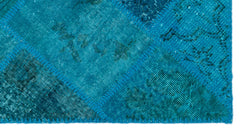 Iskece 25076 Turquoise Patchwork Wool Handmade Area Rug 2'7" x 4'11"