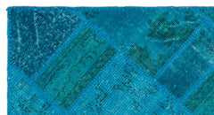 Iskece 25076 Turquoise Patchwork Wool Handmade Area Rug 2'7" x 4'11"