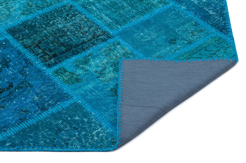 Iskece 25077 Turquoise Patchwork Wool Handmade Area Rug 2'7" x 4'11"