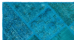 Iskece 25078 Turquoise Patchwork Wool Handmade Area Rug 2'7" x 4'11"