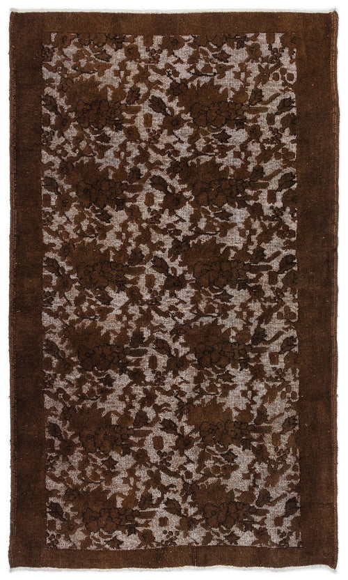 Purplea Brown Vintage Wool Handmade Area Rug 3'10" x 6'7"