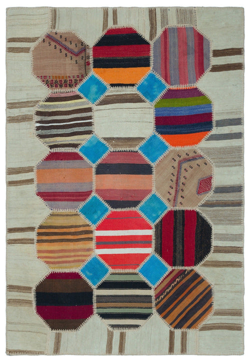 Teselya 25121 Beige Vintage Wool Handmade Area Rug 3'11" x 5'9"