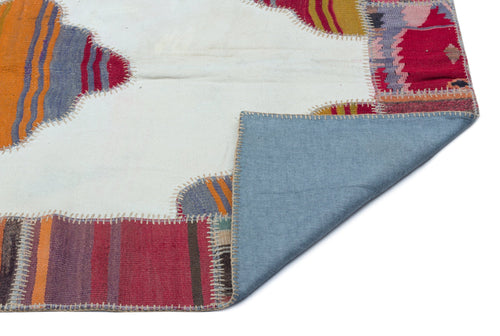 Teselya Beige Vintage Wool Handmade Area Rug 3'10" x 5'10"