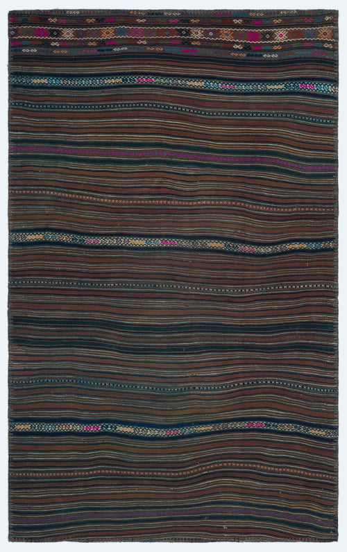 Teselya Brown Vintage Wool Handmade Area Rug 3'11" x 6'5"