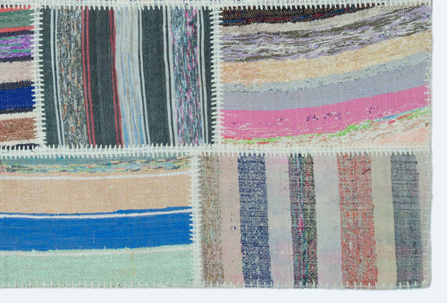 Teselya 25138 Patchwork Striped Wool Handmade Area Rug 3'11" x 5'11"