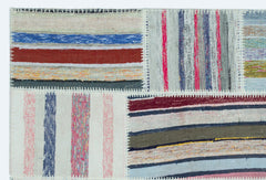 Teselya 25138 Patchwork Striped Wool Handmade Area Rug 3'11" x 5'11"