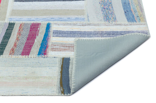 Teselya 25142 Patchwork Striped Wool Handmade Area Rug 3'11" x 6'0"