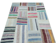 Teselya 25142 Patchwork Striped Wool Handmade Area Rug 3'11" x 6'0"