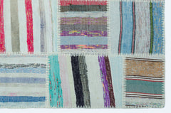 Teselya 25142 Patchwork Striped Wool Handmade Area Rug 3'11" x 6'0"