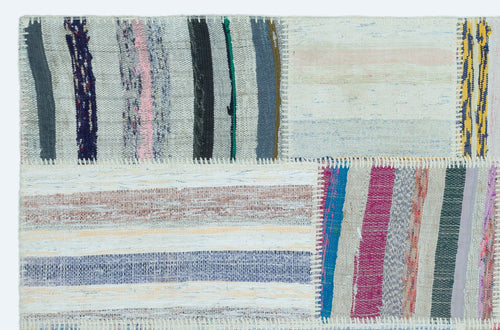 Teselya 25142 Patchwork Striped Wool Handmade Area Rug 3'11" x 6'0"