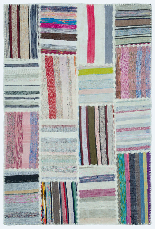Teselya 25144 Beige Striped Wool Handmade Area Rug 3'11" x 5'11"