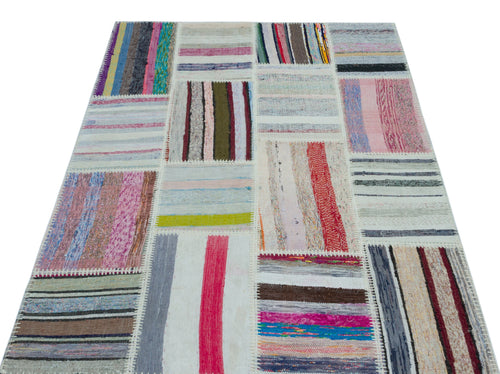 Teselya 25144 Beige Striped Wool Handmade Area Rug 3'11" x 5'11"
