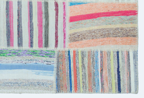 Teselya 25151 Patchwork Striped Wool Handmade Area Rug 3'11" x 5'11"