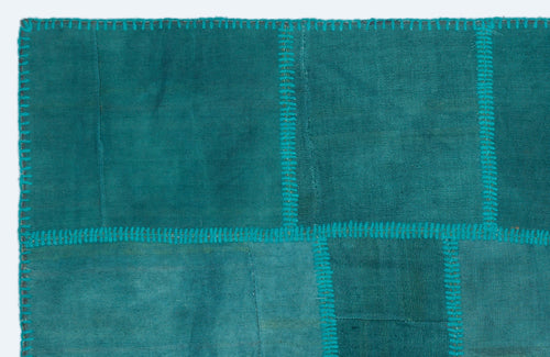 Teselya Turquoise Patchwork Wool Handmade Area Rug 3'9" x 5'11"