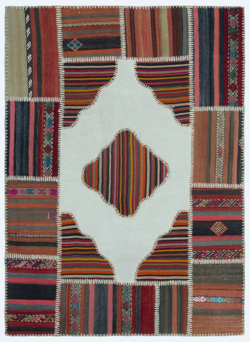 Teselya Beige Vintage Wool Handmade Area Rug 4'3" x 5'11"