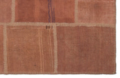 Teselya Orange Patchwork Wool Handmade Area Rug 3'11" x 6'0"