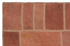 Teselya Orange Patchwork Wool Handmade Area Rug 3'11" x 6'0"