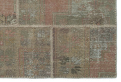 Iskece 25181 Beige Patchwork Wool Handmade Area Rug 3'11" x 5'11"