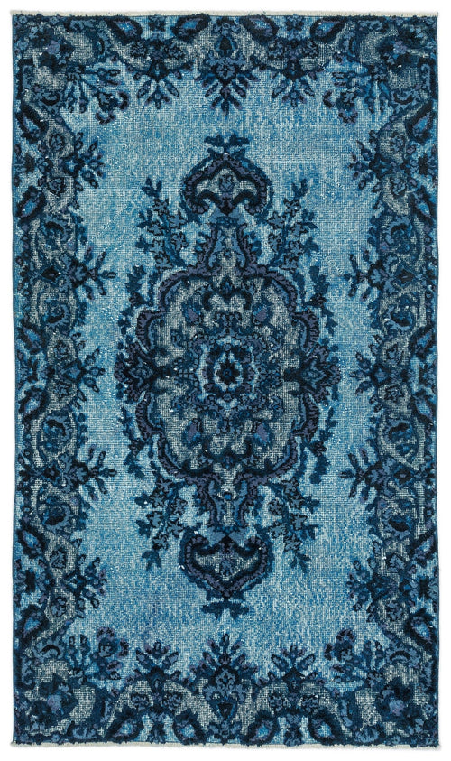 Purplea Turquoise Vintage Wool Handmade Area Rug 3'11" x 6'9"