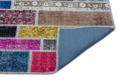 Iskece Beige Patchwork Wool Handmade Area Rug 5'2" x 7'8"