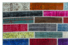 Iskece 25216 Beige Patchwork Wool Handmade Area Rug 5'1" x 7'7"