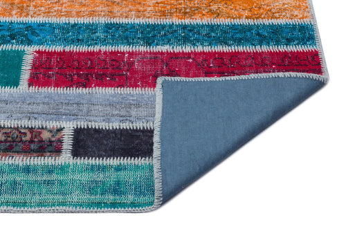 Iskece Beige Patchwork Wool Handmade Area Rug 5'0" x 7'7"