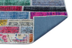 Iskece Beige Patchwork Wool Handmade Area Rug 5'3" x 7'7"