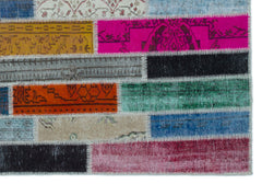 Iskece Beige Patchwork Wool Handmade Area Rug 5'3" x 7'7"