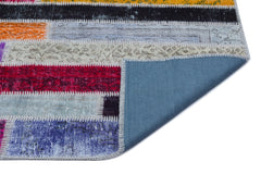 Iskece Beige Patchwork Wool Handmade Area Rug 4'11" x 7'8"