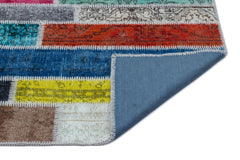 Iskece Beige Patchwork Wool Handmade Area Rug 5'1" x 7'8"