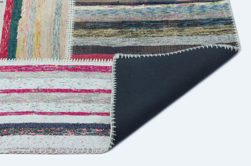 Teselya 25239 Beige Striped Wool Handmade Area Rug 5'3" x 7'3"