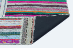 Teselya 25245 Patchwork Striped Wool Handmade Area Rug 5'3" x 7'3"