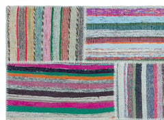 Teselya 25245 Patchwork Striped Wool Handmade Area Rug 5'3" x 7'3"