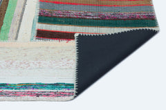 Teselya 25241 Patchwork Striped Wool Handmade Area Rug 5'2" x 7'3"