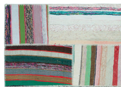 Teselya 25241 Patchwork Striped Wool Handmade Area Rug 5'2" x 7'3"