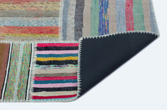 Teselya 25245 Patchwork Striped Wool Handmade Area Rug 5'3" x 7'3"