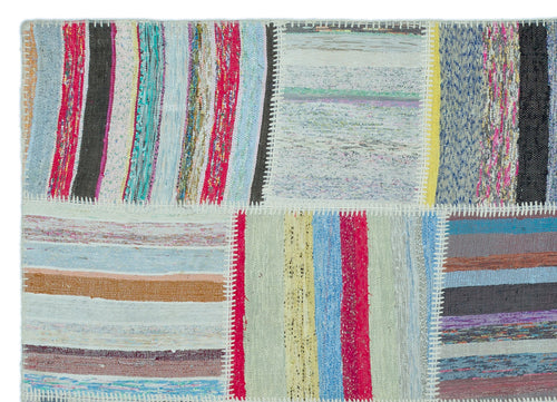 Teselya 25248 Beige Striped Wool Handmade Area Rug 5'2" x 7'3"