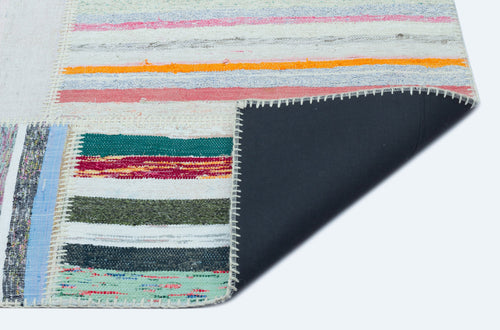 Teselya 25249 Patchwork Striped Wool Handmade Area Rug 5'3" x 7'3"