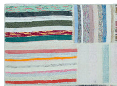 Teselya 25249 Patchwork Striped Wool Handmade Area Rug 5'3" x 7'3"
