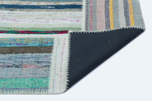 Teselya 25250 Beige Striped Wool Handmade Area Rug 5'2" x 7'3"