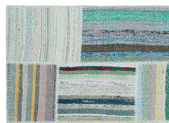Teselya 25250 Beige Striped Wool Handmade Area Rug 5'2" x 7'3"