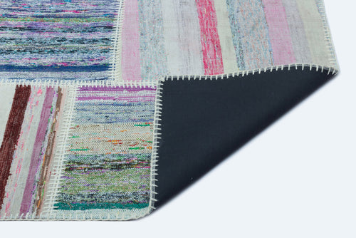 Teselya 25251 Patchwork Striped Wool Handmade Area Rug 5'2" x 7'3"