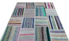 Teselya 25251 Patchwork Striped Wool Handmade Area Rug 5'2" x 7'3"