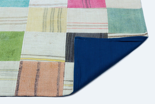 Teselya Beige Patchwork Wool Handmade Area Rug 5'2" x 7'4"